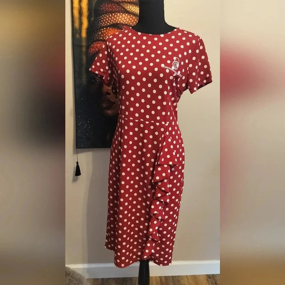 Conscious Collection Women's White And Red Polka Dot Dress Size Medium New - Picture 3 of 14